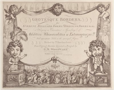 Grotesque Borders näytöille, biljardihuoneille, pukuhuoneille jne., 1799-1800., 1799-1800. tekijältä Thomas Rowlandson