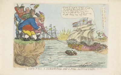 Hollannin laivasto pelastettiin yhteisvoimin, 1813 tekijältä Thomas Rowlandson