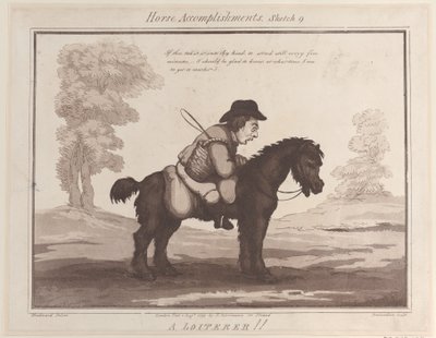 Horse Accomplishments, Sketch 9: A Loiterer!!, 1. elokuuta 1799, 1. elokuuta 1799. tekijältä Thomas Rowlandson
