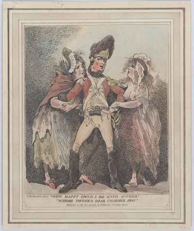 Kuinka onnellinen voisinkaan olla jommankumman kanssa, olisivatko muut rakas hurmuri poissa, [1784]., [1784]. tekijältä Thomas Rowlandson
