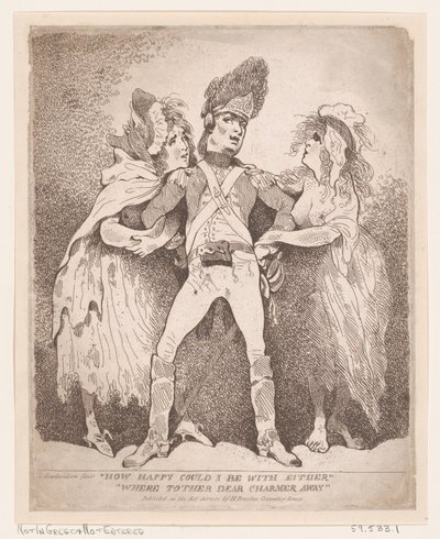 Kuinka onnellinen voisinkaan olla jommankumman kanssa, olisivatko muut rakas hurmuri poissa, [1784]., [1784]. tekijältä Thomas Rowlandson