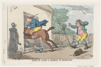 Kuinka pysäyttää hevonen ilolla, 1803, 1803. tekijältä Thomas Rowlandson