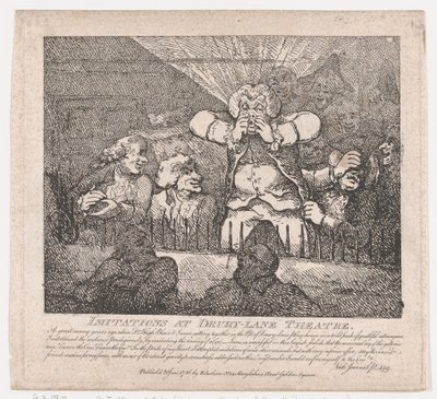 Jäljitelmiä Drury-Lane-teatterissa Boswellin maalaukselliset kaunokaiset, Part the Con..., 20. kesäkuuta 1786. tekijältä Thomas Rowlandson