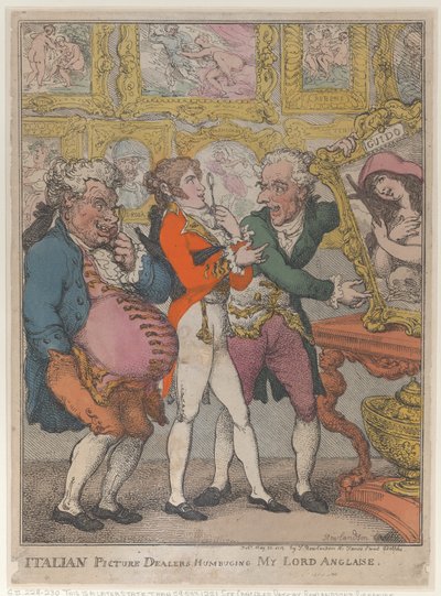 Italian kuvakauppiaat hämmästelevät My Lord Anglaisea, 30. toukokuuta 1812, 30. toukokuuta 1812. tekijältä Thomas Rowlandson