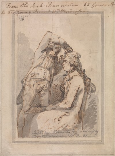 Jack Bannister pukuhuoneessaan tekijältä Thomas Rowlandson