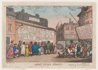 Joint Stock Street, 10. maaliskuuta 1808, 10. maaliskuuta 1808. tekijältä Thomas Rowlandson