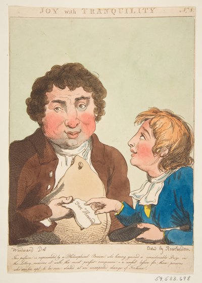Joy with Tranquility Le Brun Travested eli Karikatyyrit intohimoista, 21. tammikuuta 1800. tekijältä Thomas Rowlandson