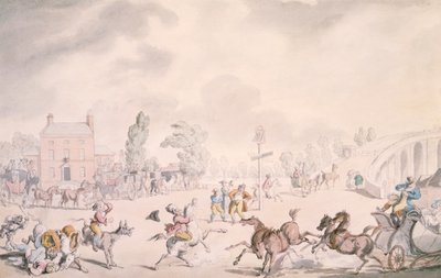 "Kew Bridge", Kew, Lontoo, 1819 tekijältä Thomas Rowlandson