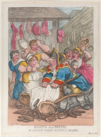 Kicking Up a Breeze tai Barrow Women Basting a Beadle, 10. helmikuuta 1814, 10. helmikuuta 1814. tekijältä Thomas Rowlandson