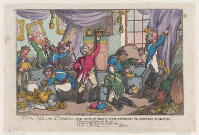 Kuningas Joe ja muut hyödyntävät aikaa ennen Madridin lopettamista, ..., 25. syyskuuta 1808. tekijältä Thomas Rowlandson
