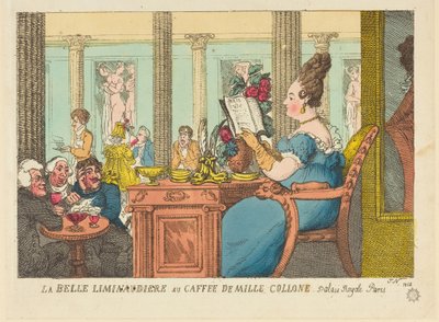 La Belle Limonaudiere, Café des Mille Colonnes, Palais Royal, Pariisi tekijältä Thomas Rowlandson
