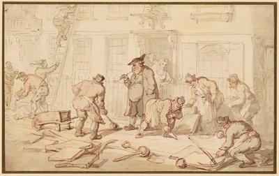 Työläisiä katukiveystä rakentamassa tekijältä Thomas Rowlandson