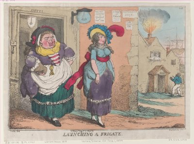 Fregatin laukaisu, [1. helmikuuta 1809], uusintapainos, [1. helmikuuta 1809], uusintapainos. tekijältä Thomas Rowlandson
