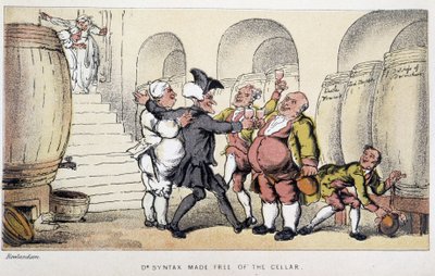 Le docteur dans un cellar ou un cave - "" Doctor Syntaxin kolmella kiertueella: viehättävää lohtua ja vaimoa etsimässä" William Combe, ill. Rowlandson tekijältä Thomas Rowlandson
