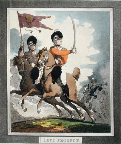 Left Protect, Unkarin ja Highland Broadswordista, julkaistu 1798 (akvatinta) tekijältä Thomas Rowlandson