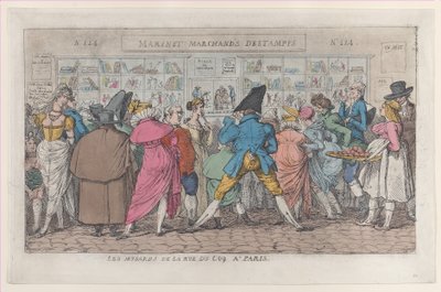 Rue du Coqin sinapit Pariisissa Rue Coqin dawdlers, n. 1810, n. 1810. tekijältä Thomas Rowlandson