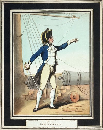 Luutnantti, kuninkaallisen laivaston laivaväenluutnantti 1700-luvulla. tekijältä Thomas Rowlandson