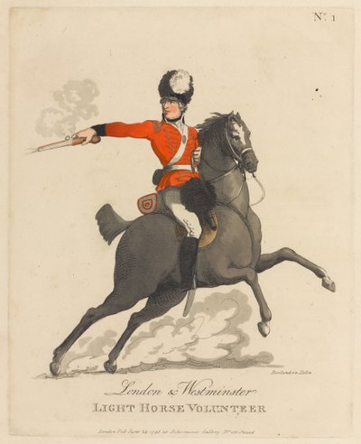 Lontoon ja Westminster Light Horse -vapaaehtoinen tekijältä Thomas Rowlandson