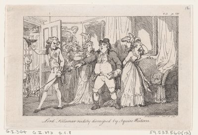 Lord Tellamar Rudely hylkäsi Squire Westernin teoksesta The History of Tom Jones, a Foundl..., 1792. tekijältä Thomas Rowlandson