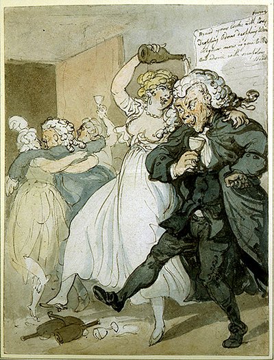 Rakkaus ja laki (akvarelli paperille) tekijältä Thomas Rowlandson