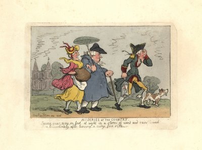 Mies ja nainen eksyivät maaseudulle yömyrskyssä. tekijältä Thomas Rowlandson