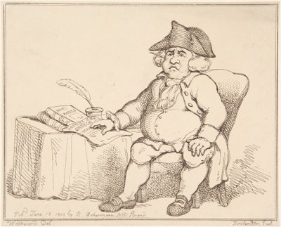 Mies pöydän ääressä tekijältä Thomas Rowlandson