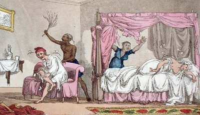 Kurjuutta Intiassa, The Grand Master, or Adventures of Qui Hi? Hindostanissa. Hudibras-runo kahdeksassa laulussa, Quiz, William Combe (1741-1823), julkaisija Thomas Tegg, Lontoo tekijältä Thomas Rowlandson
