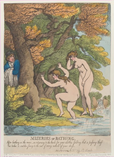 Miseries of Bathing, [1. huhtikuuta 1808], julkaistu uudelleen syyskuuta..., [1. huhtikuuta 1808], julkaistu uudelleen 1. syyskuuta 1814. tekijältä Thomas Rowlandson