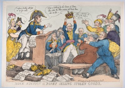 Varastettujen tavaroiden valehuutokauppa tai luumyynti, 25. joulukuuta 1813, 25. joulukuuta 1813. tekijältä Thomas Rowlandson