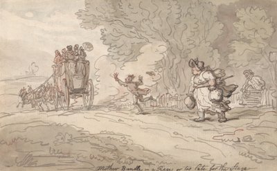 Äiti raivoissaan vai liian myöhäistä nousta lavalle tekijältä Thomas Rowlandson