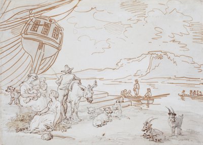 Äiti ja lapset veden äärellä tekijältä Thomas Rowlandson