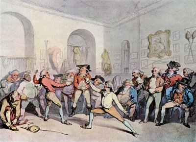 Mr H Angelos Miekkailuakatemia, 1791, 1929 tekijältä Thomas Rowlandson