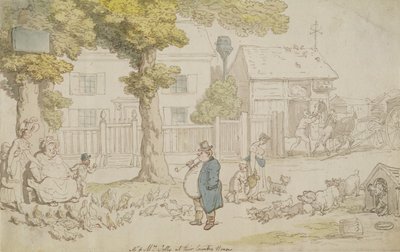 Herra ja rouva Jolly maalaistalossaan (akvarelli, kynä ja muste ja kynä paperille) tekijältä Thomas Rowlandson