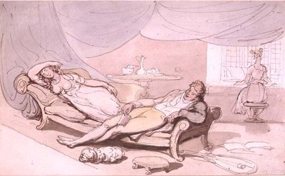 Musiikkia kotona (kynä ja muste, akvarelli) tekijältä Thomas Rowlandson