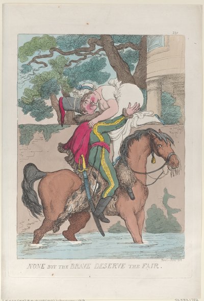 Ei kukaan, mutta rohkeat ansaitsevat oikeudenmukaisen, 1813, 1813. tekijältä Thomas Rowlandson