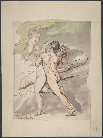 Alastomien pariskunnan syleily tekijältä Thomas Rowlandson