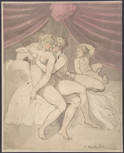Alastomien pariskunnan syleily tekijältä Thomas Rowlandson