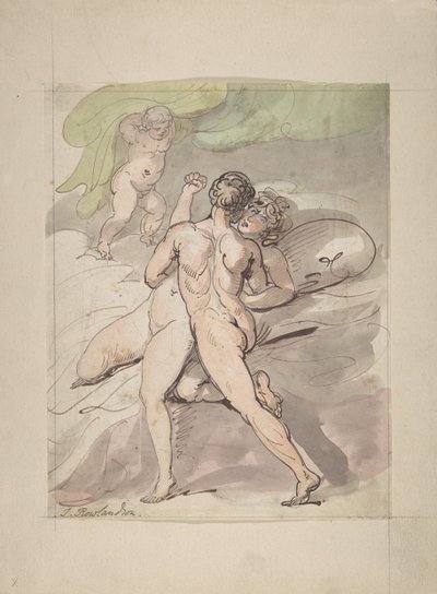 Alastonpari syleilee, 1780-1827. tekijältä Thomas Rowlandson