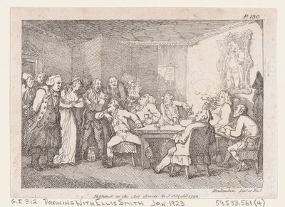 Parson Adams & Fanny tutkittiin syyllisinä maan Justicessa, elokuvasta The Adventures..., 1792. tekijältä Thomas Rowlandson