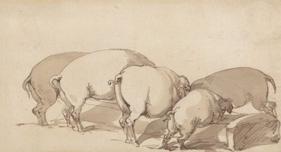 Siat ruokintakaukalossa tekijältä Thomas Rowlandson