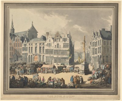 Place de Meir Antwerpenissä tekijältä Thomas Rowlandson