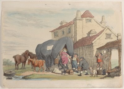 Levy 26: Lentävä vaunu, sarjasta World in Miniature, 1816., 1816. tekijältä Thomas Rowlandson