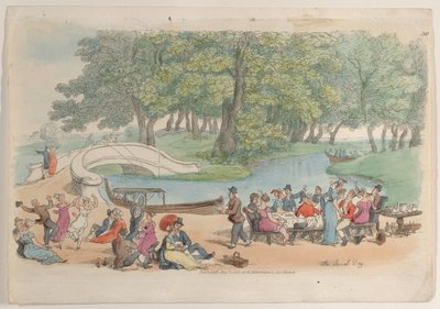 aLevy 30: Sosiaalipäivä, julkaisusta Maailma pienoiskoossa, 1816, 1816. tekijältä Thomas Rowlandson