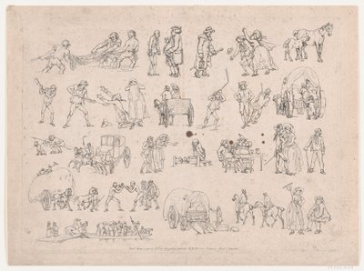 Taulu 4, Figuurien, maisemien ja karjan ääriviivat... oppijoiden käyttöön, Ma..., 8. maaliskuuta 1790. tekijältä Thomas Rowlandson