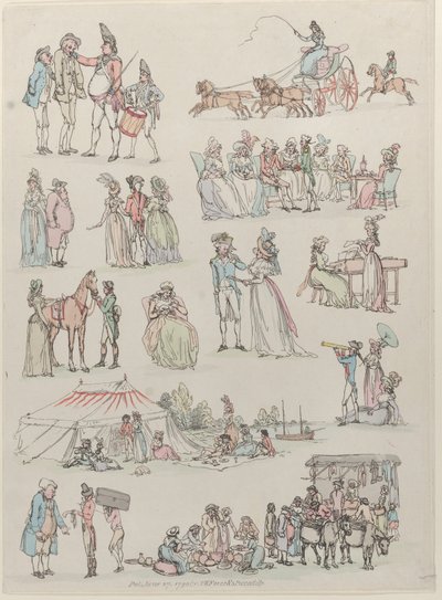 Taulu 7, Figuurien, maisemien ja karjan ääriviivat... oppijoiden käyttöön, Ju..., 27. kesäkuuta 1790. tekijältä Thomas Rowlandson