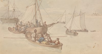 Vapaa-ajan veneet joen suistossa tekijältä Thomas Rowlandson