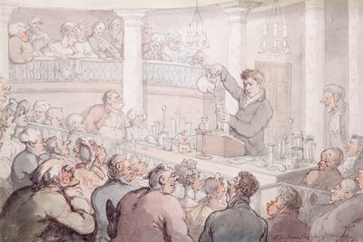 Professori F Accum luennoi Surrey Institutessa Lontoossa, 1809 tekijältä Thomas Rowlandson