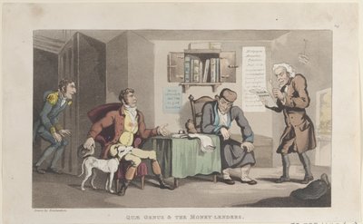 Quae Genus & The Money lainaajat, The History of Johnny Quae Genus, The L..., 1. syyskuuta 1821. tekijältä Thomas Rowlandson