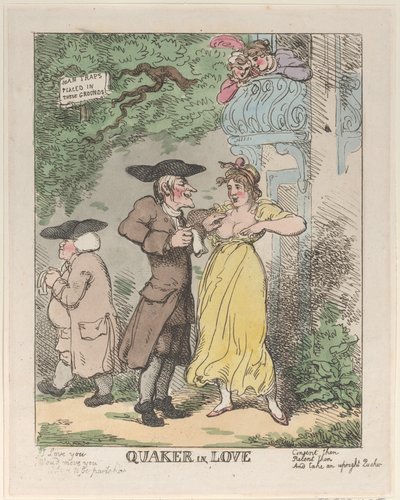 Kveekari rakastunut, 1815, 1815. tekijältä Thomas Rowlandson