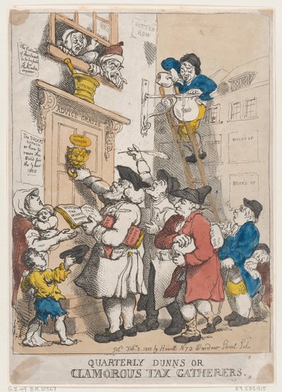 Quarterly Dunns tai Clamorous Tax Gatherers, 3. helmikuuta 1805, 3. helmikuuta 1805. tekijältä Thomas Rowlandson